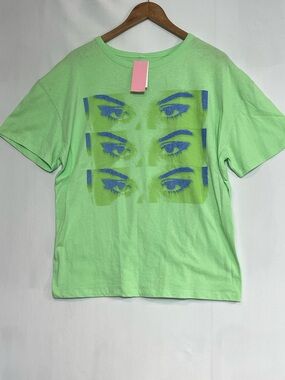 Selena Gomez Graphic Tee Lime Green LG LOOK AT HER NOW Print Pop Singer Music